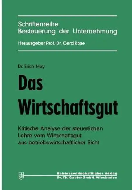 Cover of Das Wirtschaftsgut