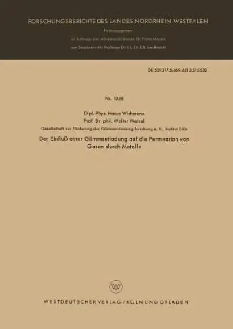 Cover of Der Einfluß Einer Glimmentladung Auf Die Permeation Von Gasen Durch Metalle