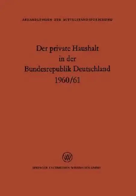 Cover of Der Private Haushalt in Der Bundesrepublik Deutschland 1960/61