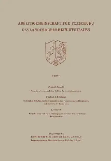 Cover of Arbeitsgemeinschaft Für Forschung Des Landes Nordrhein-Wesfalen