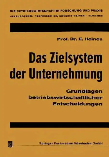 Cover of Das Zielsystem Der Unternehmung