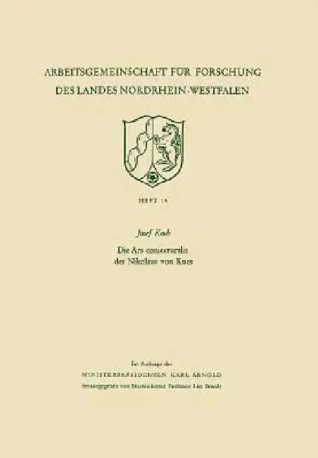 Cover of Die Ars Coniecturalis Des Nikolaus Von Kues