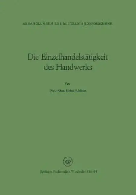 Cover of Die Einzelhandelstätigkeit Des Handwerks
