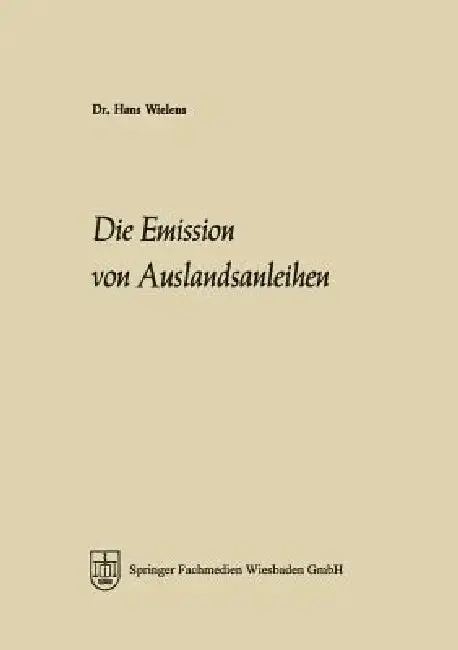 Cover of Die Emission Von Auslandsanleihen