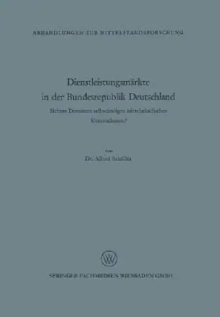 Cover of Dienstleistungsmärkte in Der Bundesrepublik Deutschland
