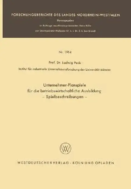 Cover of Unternehmer-Planspiele Für Die Betriebswirtschaftliche Ausbildung