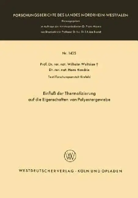 Cover of Einfluß Der Thermofizierung Auf Die Eigenschaften Von Polyestergewebe