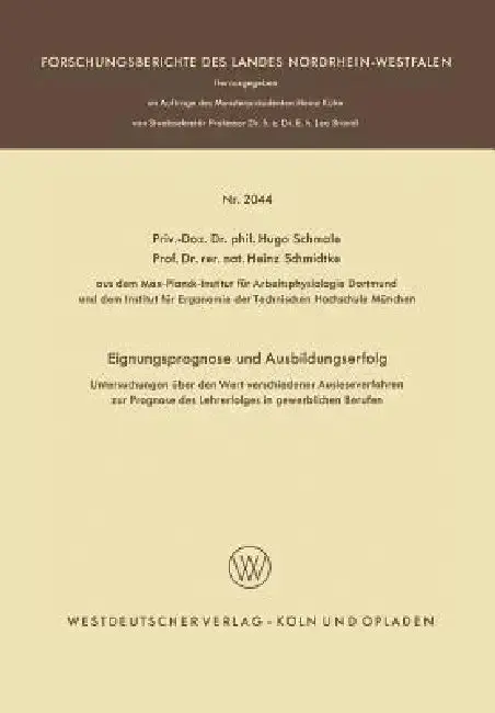 Cover of Eignungsprognose Und Ausbildungserfolg