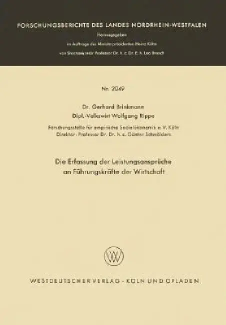Cover of Die Erfassung Der Leistungsansprüche an Führungskräfte Der Wirtschaft