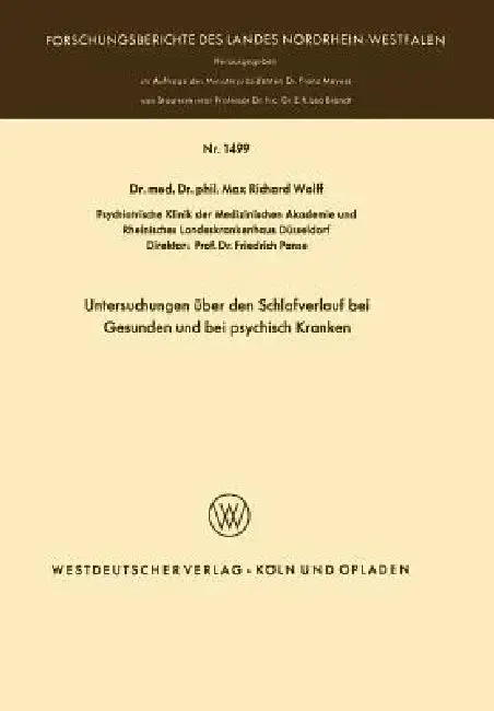 Cover of Untersuchungen Über Den Schlafverlauf Bei Gesunden Und Bei Psychisch Kranken