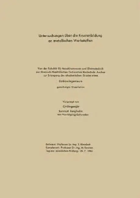 Cover of Untersuchungen Über Die Krustenbildung an Metallischen Werkstoffen