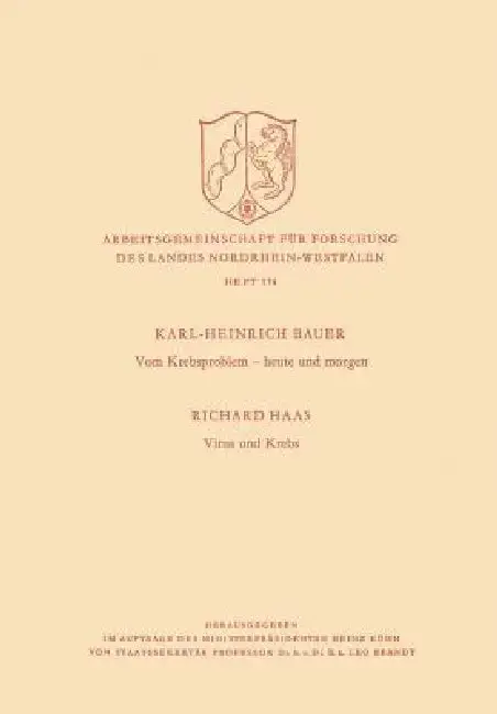Cover of Vom Krebsproblem -- Heute Und Morgen. Virus Und Krebs
