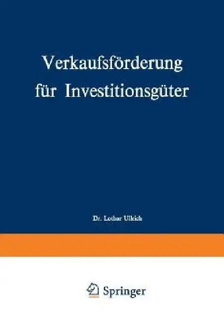 Cover of Verkaufsförderung Für Investitionsgüter