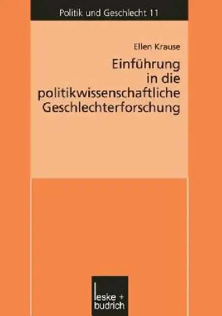 Cover of Einführung in Die Politikwissenschaftliche Geschlechterforschung