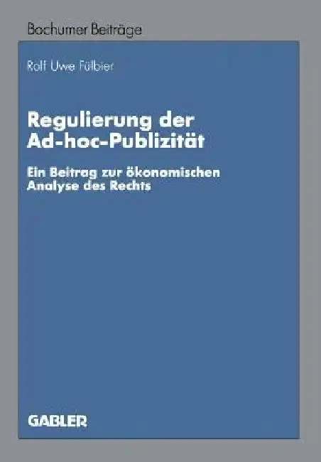 Cover of Regulierung Der Ad-Hoc-Publizität