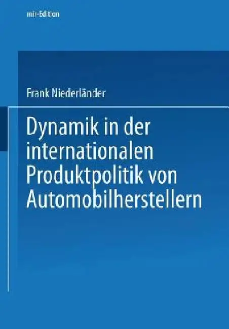 Cover of Dynamik in Der Internationalen Produktpolitik Von Automobilherstellern