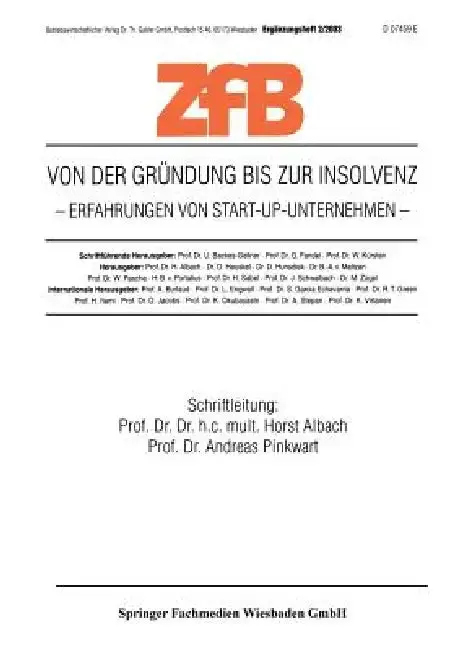 Cover of Von Der Gründung Bis Zur Insolvenz Erfahrungen Von Start-Up-Unternehmen