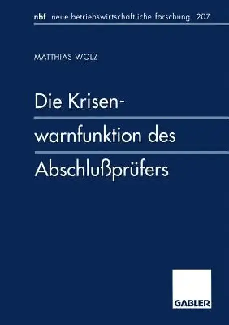 Cover of Die Krisenwarnfunktion Des Abschlußprüfers