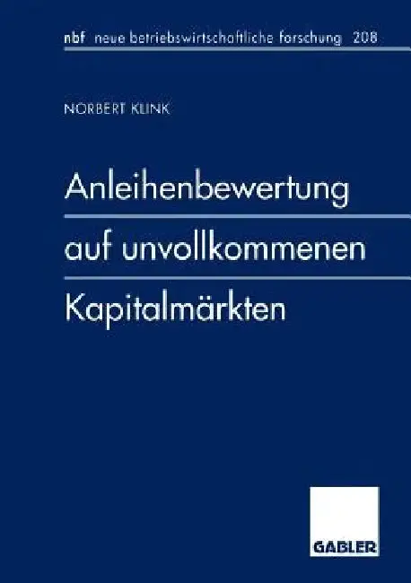 Cover of Anleihenbewertung Auf Unvollkommenen Kapitalmärkten