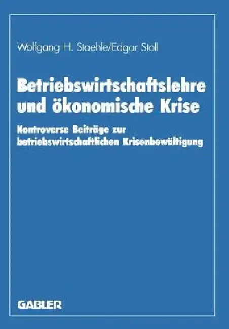 Cover of Betriebswirtschaftslehre Und Ökonomische Krise