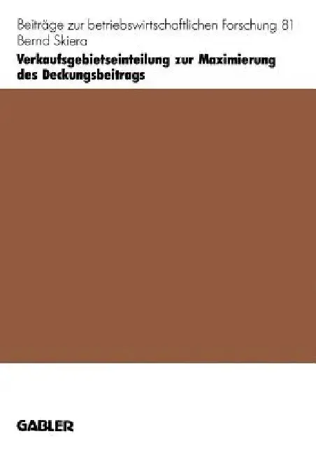Cover of Verkaufsgebietseinteilung Zur Maximierung Des Deckungsbeitrags
