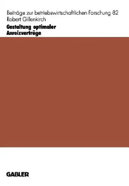 Cover of Gestaltung Optimaler Anreizverträge