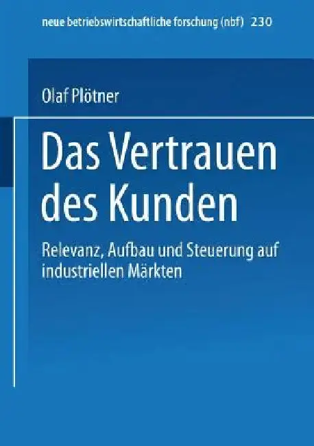Cover of Das Vertrauen Des Kunden