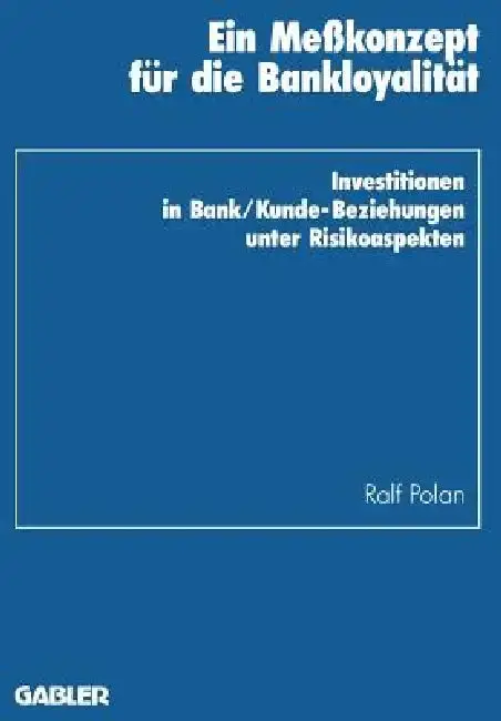 Cover of Ein Meßkonzept Für Die Bankloyalität
