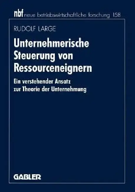 Cover of Unternehmerische Steuerung Von Ressourceneignern