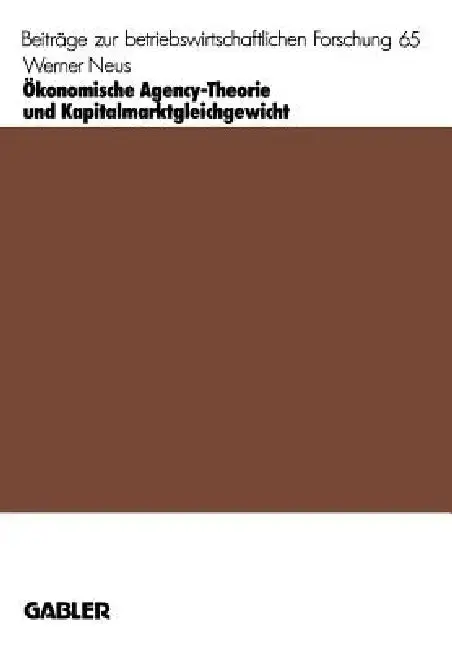 Cover of Ökonomische Agency-Theorie Und Kapitalmarktgleichgewicht