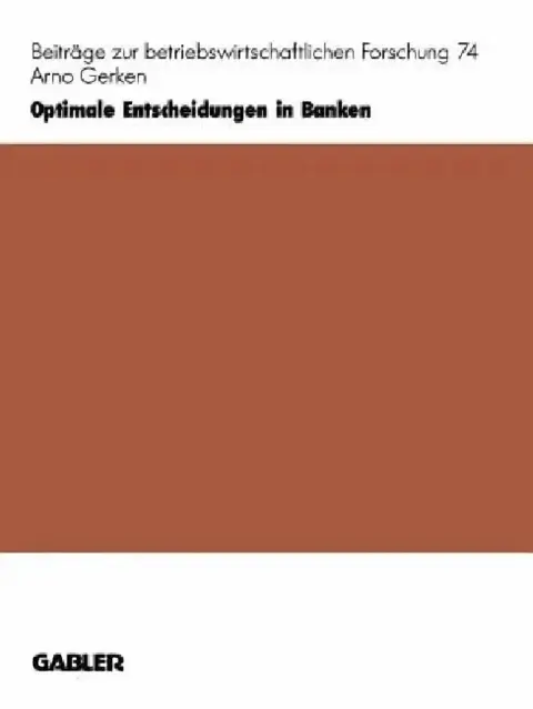 Cover of Optimale Entscheidungen in Banken