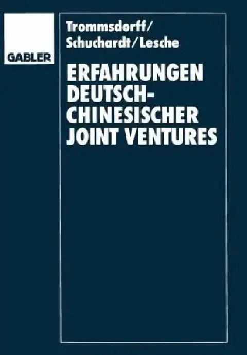 Cover of Erfahrungenglish Deutsch-Chinesischer Joint Venglishtures