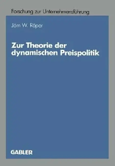 Cover of Zur Theorie Der Dynamischen Preispolitik