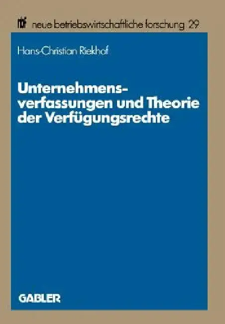 Cover of Unternehmensverfassungen Und Theorie Der Verfügungsrechte