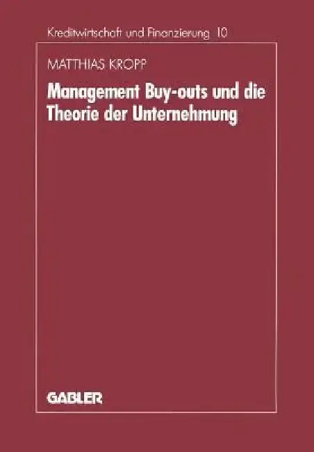 Cover of Management-Buyouts Und Die Theorie Der Unternehmung