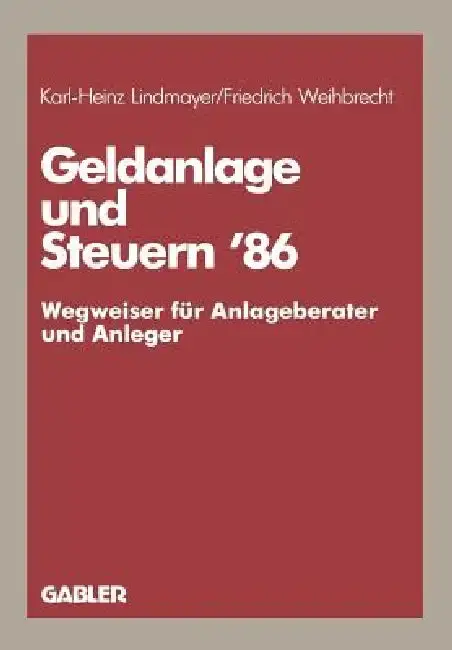Cover of Geldanlage Und Steuern '86