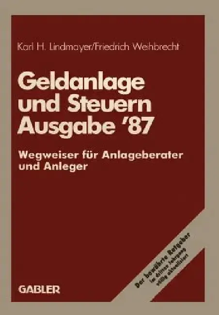 Cover of Geldanlage Und Steuern '87
