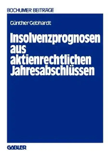 Cover of Insolvenzprognosen Aus Aktienrechtlichen Jahresabschlüssen
