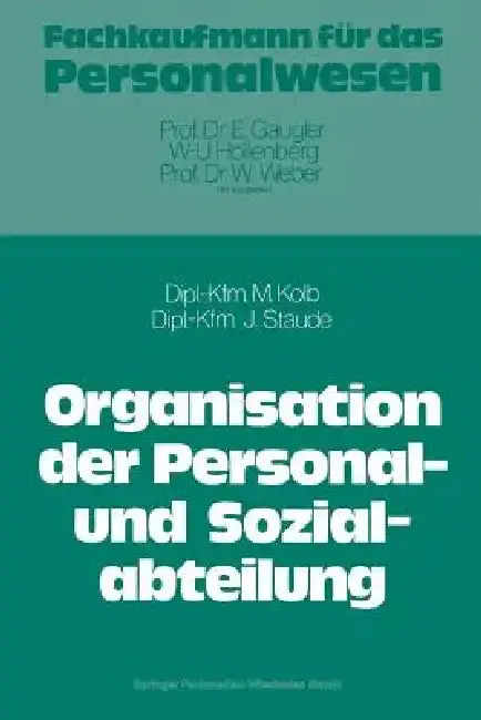 Cover of Die Organisation Der Personal- Und Sozialabteilung