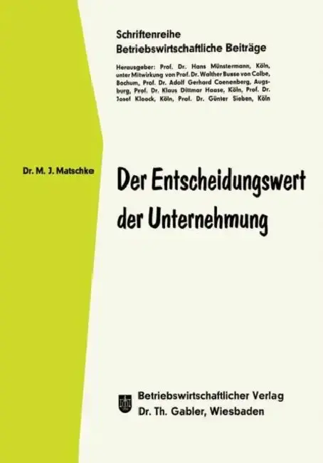 Cover of Der Entscheidungswert Der Unternehmung