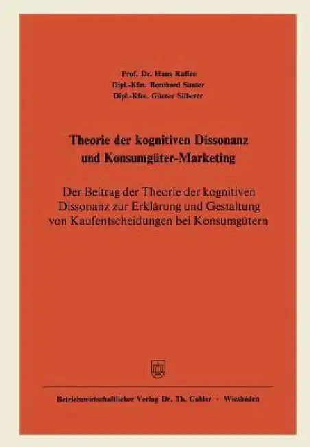 Cover of Theorie Der Kognitiven Dissonanz Und Konsumgüter-Marketing