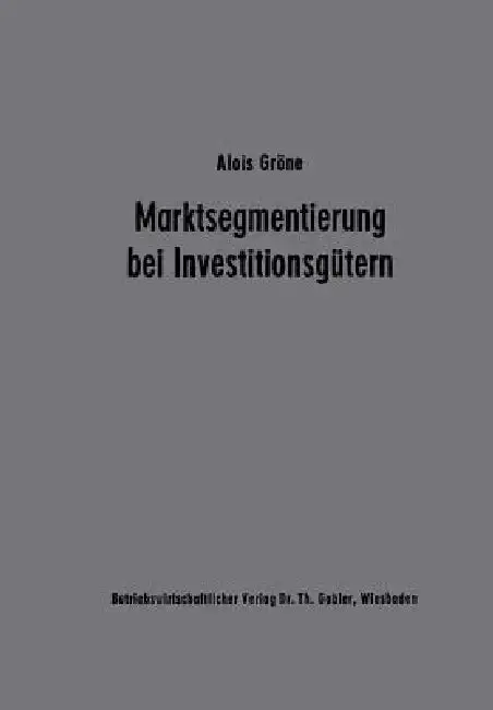 Cover of Marktsegmentierung Bei Investitionsgütern