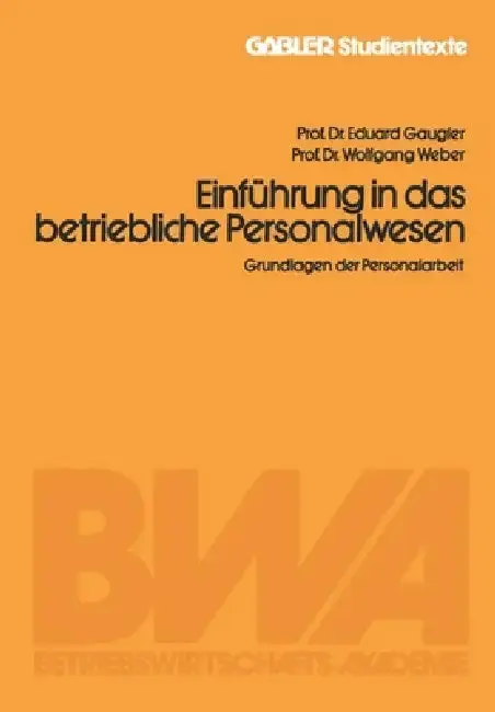 Cover of Einführung in das betriebliche Personalwesen