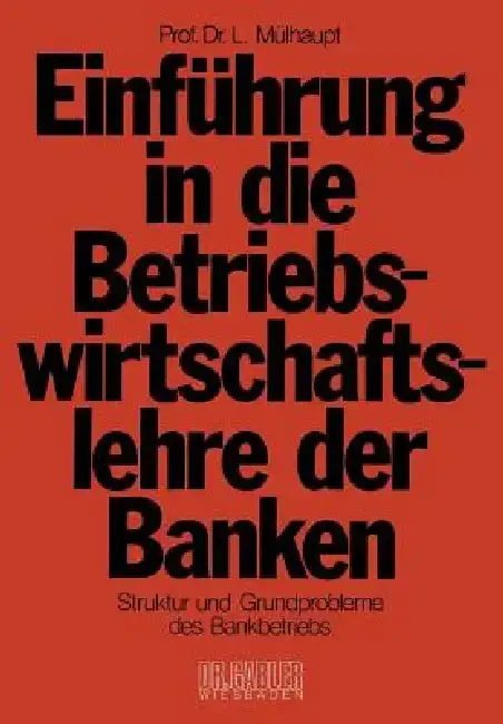 Cover of Einführung in Die Betriebswirtschaftslehre Der Banken