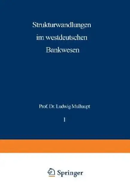 Cover of Strukturwandlungen Im Westdeutschen Bankwesen