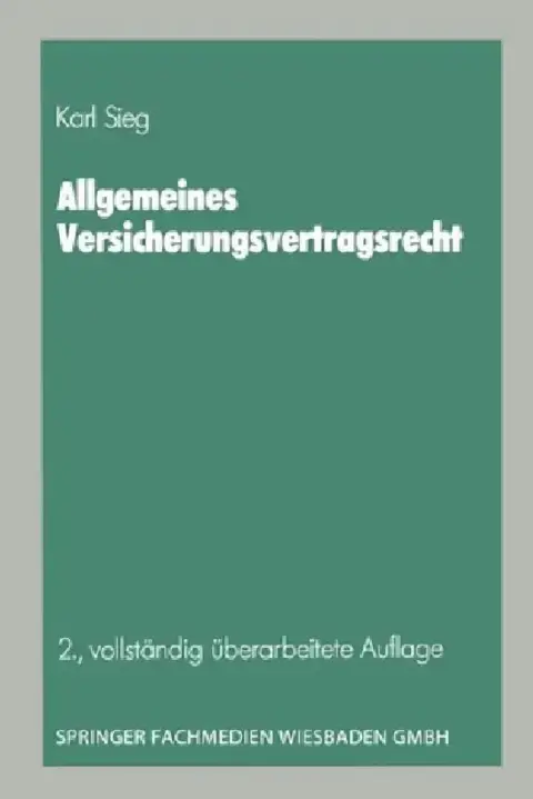 Cover of Allgemeines Versicherungsvertragsrecht