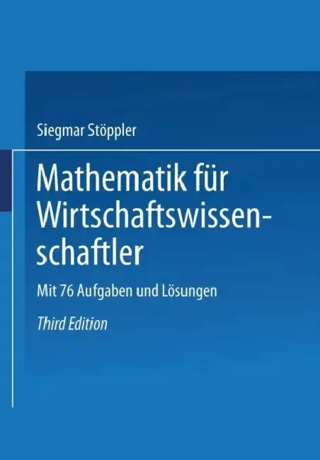 Cover of Mathematik Für Wirtschaftswissenschaftler