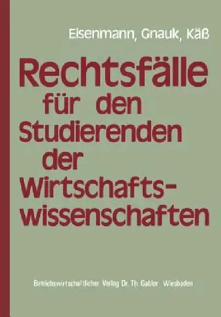 Cover of Rechtsfälle Für Studierende Der Wirtschaftswissenschaften