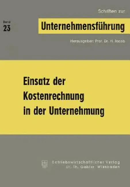 Cover of Einsatz Der Kostenrechnung in Der Unternehmung