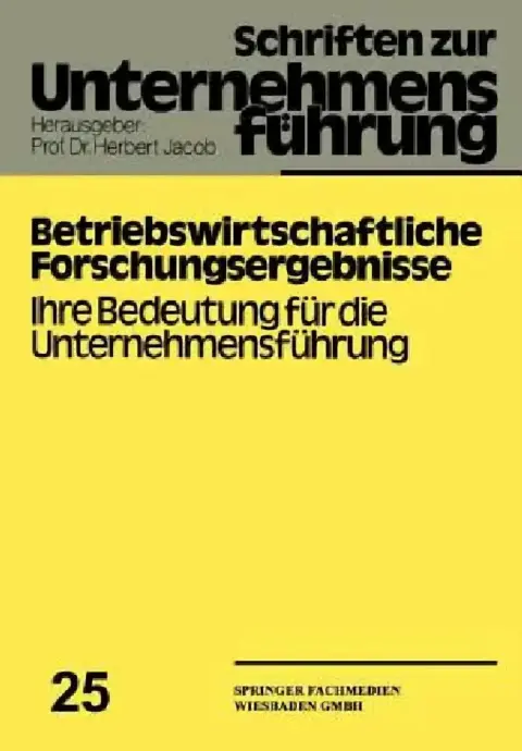 Cover of Betriebswirtschaftliche Forschungsergebnisse